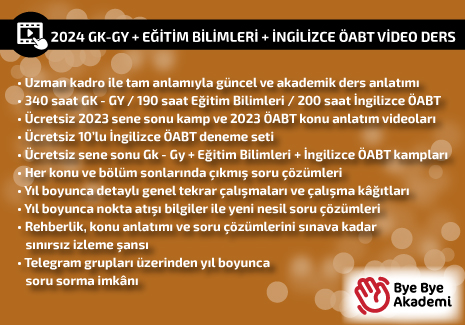 2024 EĞİTİM BİLİMLERİ + GENEL YETENEK - GENEL KÜLTÜR + ÖABT İNGİLİZCE (VİDEO)