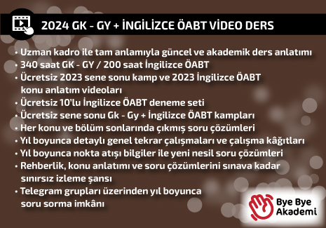 2024 ÖABT İNGİLİZCE + GENEL KÜLTÜR - GENEL YETENEK (VİDEO)